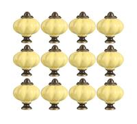 RSWZSFL Tiradores para Muebles 12 Piezas Pomos para Armarios de Cerámica con forma de Calabaza Pomo para Habitación infantil Tiradores Vintage para Cajones de Cocina (Yellow)
