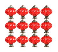 RSWZSFL Tiradores para Muebles 12 Piezas Pomos para Armarios de Cerámica con forma de Calabaza Pomo para Habitación infantil Tiradores Vintage para Cajones de Cocina (Red)