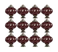 RSWZSFL Tiradores para Muebles 12 Piezas Pomos para Armarios de Cerámica con forma de Calabaza Pomo para Habitación infantil Tiradores Vintage para Cajones de Cocina (Dark purple)