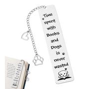 RSYHVG Marcapáginas de metal para amantes de los perros, marca de libro grabada inspiradora con colgante de corazón de pata, bonito marcador de libro de acero inoxidable, regalo para los amantes de