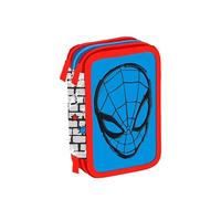 rt | Estuche de tres compartimentos para niño o niña de escuela primaria, estuche completo de 44 piezas de tres cremalleras con portalápices, Spiderman., 12 x 6 x 9.5 cm, Estuche 3 cremalleras