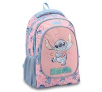 rt | Mochila escolar primaria para niños, 32 x 21 x 42 cm, mochila infantil con 2 compartimentos y cierre de cremallera, Stitch - Azul claro, Medio, Clásico