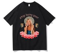 Rt61FM Stop Being Poor Hipster - Camiseta Casual para Hombre, Estilo Holgado, Estilo Haraju, Color Negro, Talla 3XL L