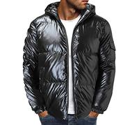 rtdgcv Abrigos reflectantes para hombres con capucha tendencia color algodón acolchado brillante para hombres abrigo de invierno hombre mujer chaqueta de cuero chaqueta de invierno hombre invierno con