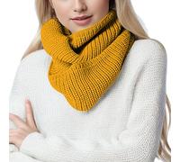 rtdgcv Bufanda de lazo para mujer, bufanda de invierno gruesa de punto con dos círculos para mujer, bufanda calefactable, bufanda de punto para mujer, amarillo, Talla única