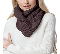 rtdgcv Bufanda de lazo para mujer, bufanda de invierno gruesa de punto con dos círculos para mujer, bufanda calefactable, bufanda de punto para mujer, café, Talla única