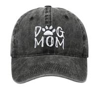 rtdgcv Gorra de béisbol con texto en inglés "Dog Mom", bordada, lavada, ajustable, para exteriores, gorra de sol para mujer, Negro , Talla única