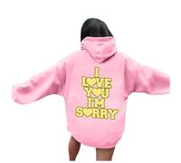 rtdgcv Sudadera con capucha para mujer con texto «I You I'm Sorry», sudadera informal para mujer, cómoda, elegante, suave, con ropa de calle moderna, Rosa., XL