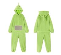 rtdgcv Teletubbies Pijama para adulto, pijama largo para mujer, unisex, de una pieza, de animal, cosplay, prenda para el hogar, polar, con capucha, para fiesta, verde, S