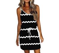 rtdgcv Vestido de playa para mujer, a la moda, a rayas, sin mangas, espalda descubierta, camisola, playa, mini vestido de verano, vestido de punto, vestido sexy, vestido de verano para mujer, largo