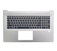 RTDPART Reposamanos y Teclado para portátil HP 470 G8 470 G9 470 G10 M51629-001 sin retroiluminación con Agujero para Huellas Dactilares, Color Plateado Ceniza de Estados Unidos