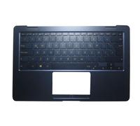 RTDPART Reposamuñecas y teclado para portátil ASUS Zenbook 3 UX3490UA - Funda superior azul con teclado retroiluminado azul Latinoamérica LA