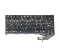 RTDPART Teclado para portátil para Fujitsu LifeBook P727 P728 U727 U728 U729 U729X CP724833-03 FJM16J26D0JD853 alemán GR con Marco Gris retroiluminado Nuevo