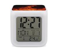 RTFGHJS Reloj despertador con diseño de fuego bailando, reloj despertador colorido, pantalla LED, reloj despertador digital, reloj compacto para dormitorio, mesita de noche, escritorio, estante, talla