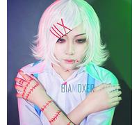 RTGFS Biamoxer Anime Tokyo Ghoul Juzo Suzuya Juuzou Pure White Heat Resistant Cosplay Costume Wig + 5 Red Hairpins