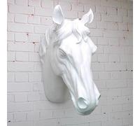 RTGGSEL Adorno de Cabeza de Animal de taxidermia de Resina simulada Retro de imitación de Caballo Escultura de Cabeza de Caballo Falsa decoración de Pared (11.8 x 3.5 x 5.5 Pulgadas) (Caballo Blanco)
