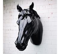 RTGGSEL Adorno de Cabeza de Animal de taxidermia de Resina simulada Retro de imitación de Caballo Escultura de Cabeza de Caballo Falsa decoración de Pared (11.8 x 3.5 x 5.5 Pulgadas) (Caballo Negro)