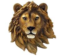 RTGGSEL Adorno de cabeza de animal sintético retro para pared, diseño de león de resina simulada de taxidermia con cabeza de lobo falso, decoración de pared (9.0 x 7.8 x 3.7 pulgadas) (león)