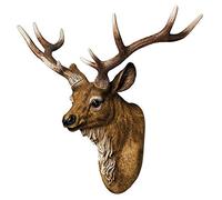 RTGGSEL Adorno retro de cabeza de ciervo sintético para pared, diseño de ciervo simulado de taxidermia, decoración de pared (16.9 x 15.7 x 9.8 pulgadas)