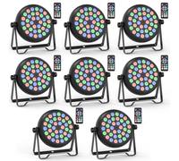 Rtktoup 8PCS RGB Focos Par LED, 36W Luz de Escenario con Control Remoto y 4 Modos de Control, Luces Discoteca para DJ Bar Boda Espectáculo Conciertos Fiesta Navidad Halloween
