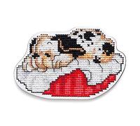 RTO EHW032 - Kit de punto de cruz para perro dormido sobre placa de madera, algodón, multicolor, 10 x 6,5 cm