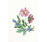 RTO Kit de bordado de punto de cruz para adultos, flores, anémonas, 14,5 x 19 cm, 16 unidades