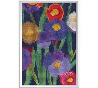 RTO Kit de punto de cruz contado, diseño de flores coloridas, C444, nivel de habilidad medio bordado