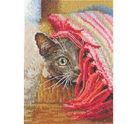 RTO Kit de punto de cruz contado, manta de gato mullido, observador C422, 9 x 12,5 cm, bordado de costura DIY