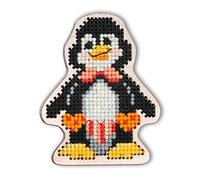 RTO Lustiger Pinguin Juego de Punto de Cruz sobre Placa de Madera, algodón, Multicolor, 5.4x6.8 cm