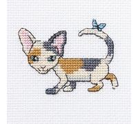 RTO Neugierige Lucy Kit de Punto de Cruz, algodón, Multicolor, 8 x 8 cm