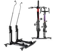 RTR BIKES Double Up - Soporte de suelo para 2 bicicletas, vertical y de pie sobre ruedas, apto para bicicletas eléctricas de hasta 60 kg (2 x 30 kg), ahorra espacio de 0,5 m², sin taladrar, fabricado