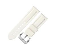 RTRCAGAKM 22 mm 24 mm 26 mm Negro Azul Rojo Ejército Verde Banda de reloj Correa de reloj de goma de silicona Reemplazo apto for herramientas de correa for Panerai Hebilla de acero(White-Steel-K11,22m