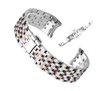 RTRCAGAKM Cadena de reloj de acero de precisión sólida compatible con Omega Fit For Deville Series 424.10 Hebilla de mariposa for correa de reloj de hombre y mujer Pulsera de 20 mm(Silver rosegold)