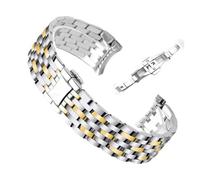 RTRCAGAKM Cadena de reloj de acero de precisión sólida compatible con Omega Fit For Deville Series 424.10 Hebilla de mariposa for correa de reloj de hombre y mujer Pulsera de 20 mm(Silver gold)