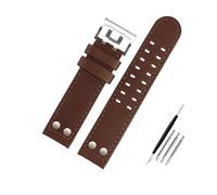 RTRCAGAKM Compatible con Hamilton H77616533 Compatible con H70615733 Correa de reloj for hombre de 20 mm y 22 mm Remache de acero inoxidable(Brown -Silver Buckle,20mm)