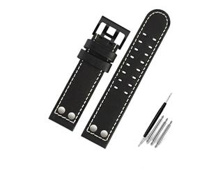 RTRCAGAKM Compatible con Hamilton H77616533 Compatible con H70615733 Correa de reloj for hombre de 20 mm y 22 mm Remache de acero inoxidable(Black White -black,22mm)