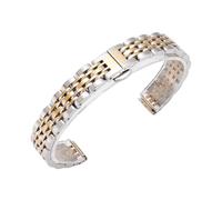 RTRCAGAKM Correa de acero inoxidable y cerámica for reloj de mujer, pulsera de malla de oro rosa(C silver gold,12mm)