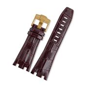 RTRCAGAKM Correa de cuero apta for Audemars y apta for Piguet. Correa apta for Royal Oak. Correa AP 15710 26470 15703. Pulsera con hebilla de pasador. 28(Brown-gold)