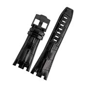 RTRCAGAKM Correa de cuero apta for Audemars y apta for Piguet. Correa apta for Royal Oak. Correa AP 15710 26470 15703. Pulsera con hebilla de pasador. 28(Black-black)