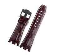 RTRCAGAKM Correa de cuero apta for Audemars y apta for Piguet. Correa apta for Royal Oak. Correa AP 15710 26470 15703. Pulsera con hebilla de pasador. 28(Brown white-black)