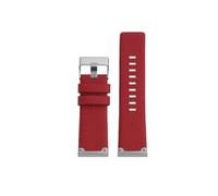 RTRCAGAKM Correa de reloj compatible con Diesel DZ4323 DZ1657 DZ7395 Series, correa de reloj de cuero con grano de lichi y cabeza de acero mejorada, pulsera de 24 pulgadas(Red-silver,26mm)