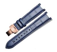 RTRCAGAKM Correa de reloj con muescas de 22 x 13 mm y 20 x 11 m apta for correa de reloj con hebilla de mariposa de acero for GC(Blue-rose gold,20mm)