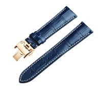 RTRCAGAKM Correa de reloj de 13,14,15,18,19,20,21,22mm apta for correa de reloj for Longines Master Collection 1832(Navy Rosegold Clasp,14mm)