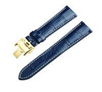 RTRCAGAKM Correa de reloj de 13,14,15,18,19,20,21,22mm apta for correa de reloj for Longines Master Collection 1832(Navy Gold Clasp,19mm)