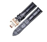 RTRCAGAKM Correa de reloj de 13,14,15,18,19,20,21,22mm apta for correa de reloj for Longines Master Collection 1832(Black Rosegold Clasp,19mm)