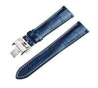 RTRCAGAKM Correa de reloj de 13,14,15,18,19,20,21,22mm apta for correa de reloj for Longines Master Collection 1832(Navy Silver Clasp,18mm)