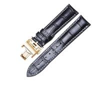 RTRCAGAKM Correa de reloj de 13,14,15,18,19,20,21,22mm apta for correa de reloj for Longines Master Collection 1832(Black Gold Clasp,20mm)