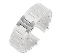 RTRCAGAKM Correa de reloj de 20 mm y 23 mm compatible con Armani AR5906 AR5905 AR5890 AR5889 5858 5920, correa de silicona y acero inoxidable, pulsera de goma for hombre y mujer(White steel buckle,20m