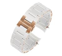 RTRCAGAKM Correa de reloj de 20 mm y 23 mm compatible con Armani AR5906 AR5905 AR5890 AR5889 5858 5920, correa de silicona y acero inoxidable, pulsera de goma for hombre y mujer(White rose gold,23mm)