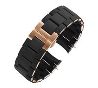 RTRCAGAKM Correa de reloj de 20 mm y 23 mm compatible con Armani AR5906 AR5905 AR5890 AR5889 5858 5920, correa de silicona y acero inoxidable, pulsera de goma for hombre y mujer(Black rose gold,23mm)